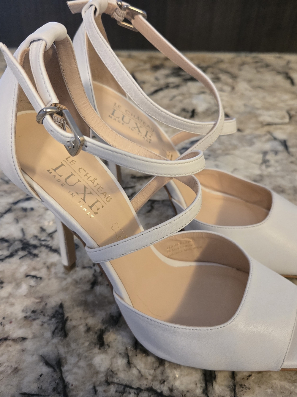 NEW White Leather 8.5 Strappy Stiletto